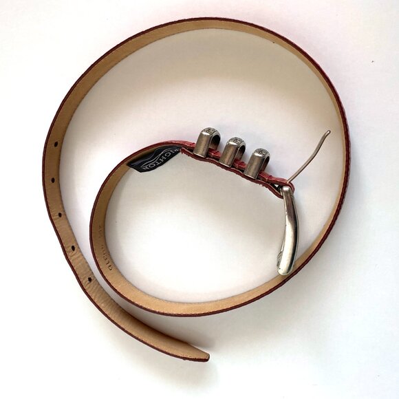 Brighton Rust Leather Embossed Alligator Print Silver Hardware Belt Size M - Picture 6 of 11